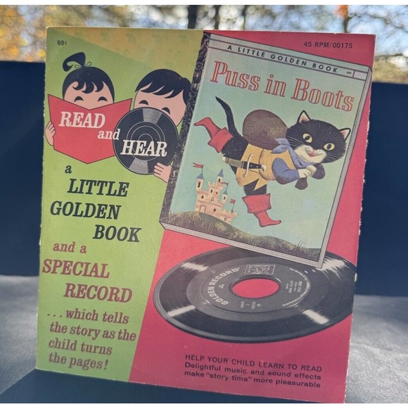Mint! 1957 Little Golden Read & Hear Record & Book Puss In Boots Perfect! - Picture 3 of 9